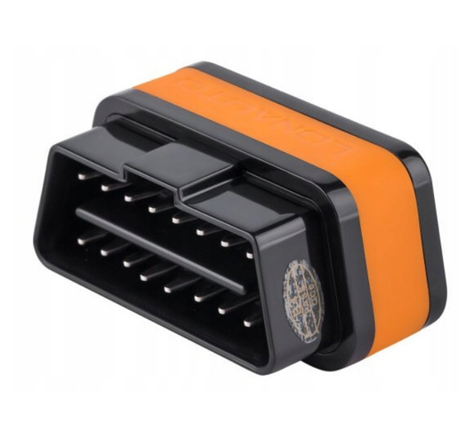 OBD II diagnostinis skaitytuvas su Bluetooth, OBD jungties kištukas su kontaktais juodai-oranžinis