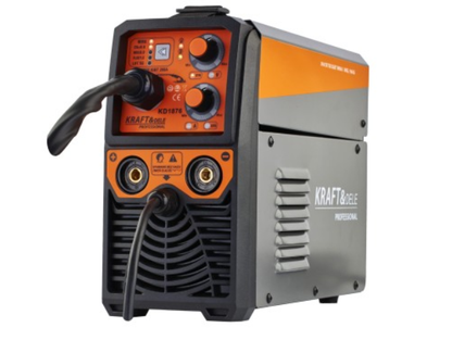 MIG/MAG/MMA/TIG suvirinimo aparatas Kraft&Dele KD1876, oranžinė ir tamsi spalvos su valdymo skydeliu