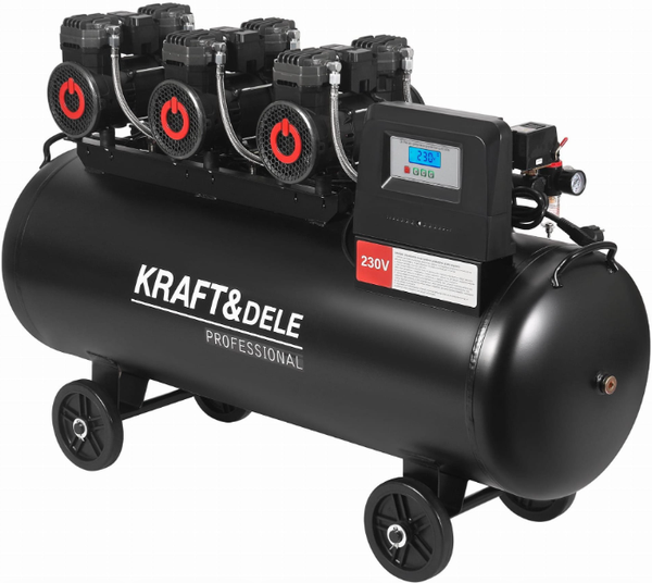 Bealyvis kompresorius KRAFT&DELE 200 l, 3 × 2200 W + separatorius ir glicerininis manometras KD4084