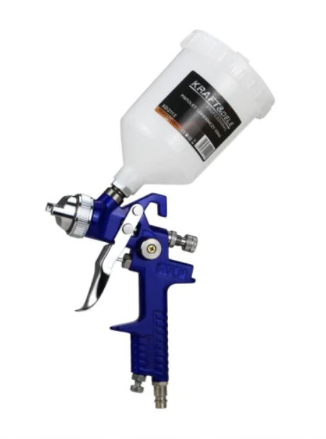 Dažymo pistoletas KRAFT&DELE KD2112: mėlyna rankena, baltas 600 ml bakelis