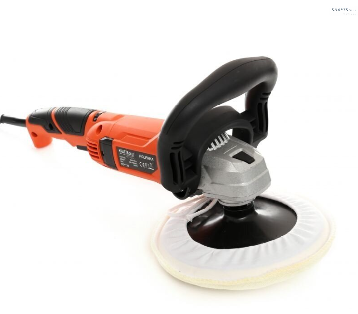 Elektrinė poliravimo mašina KRAFT&DELE su 180 mm poliravimo padu, oranžinis-juodas korpusas