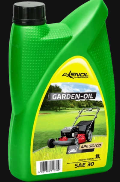 Žalias „Garden-Oil“ variklio alyvos buteliukas, SAE 30, 600 ml