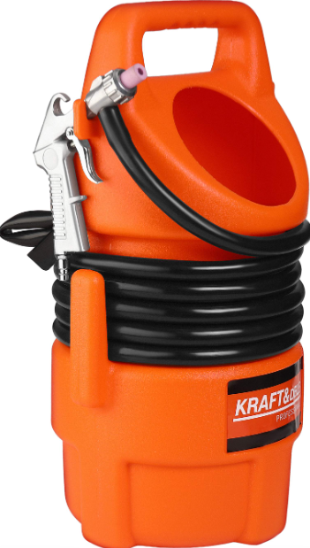 Pneumatinė smėliasrovė 10 l KRAFT&DELE KD5932, oranžinis korpusas ir juoda žarna