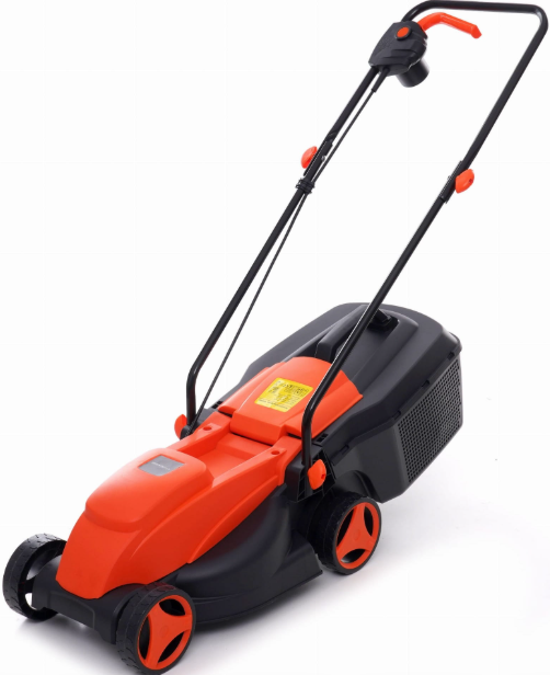 Elektrinė vejapjovė KRAFT&DELE KD5400, oranžinė ir juoda, su rankena ir ratais