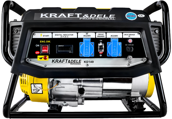 KRAFT&DELE elektros generatorius KD149, valdymo pultas su LCD ir rozetėmis