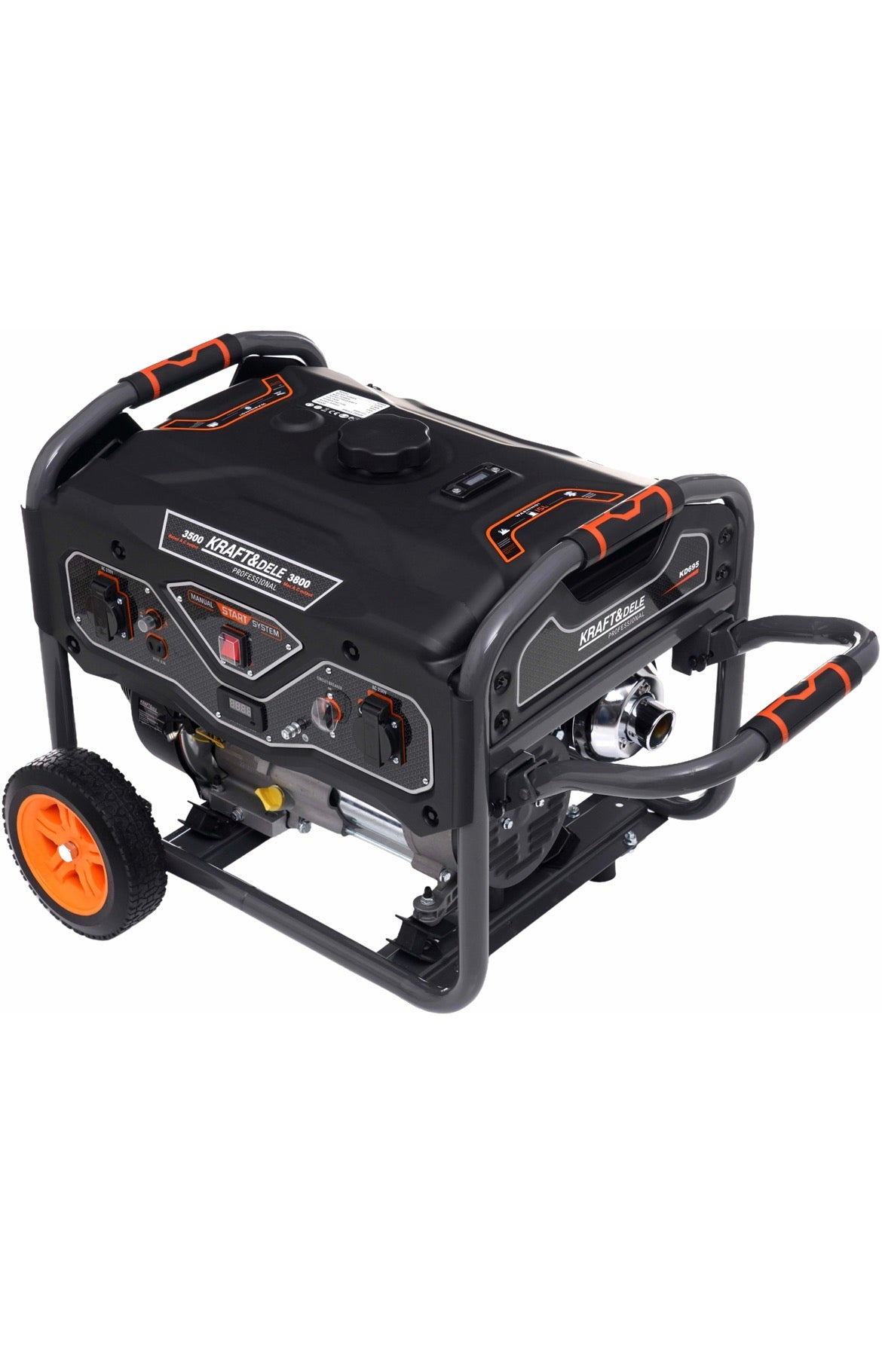KRAFT&DELE KD695 elektros generatorius 230 V su ratais ir rankenomis