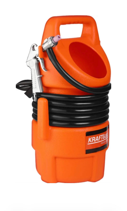 Oranžinė pneumatinė smėliasrovė su žarna ir antgaliu, KRAFT&DELE lipdukas