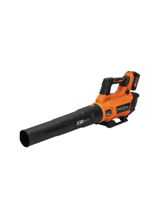 Akumuliatorinis lapų pūstuvas su 330 mm antgaliu, oranžinis/juodas